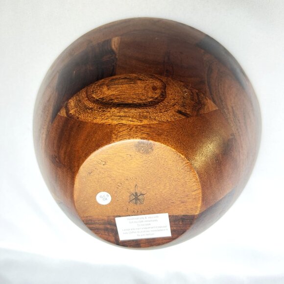 Thames & Kosmos Acacia Wood Serving Bowl Handcrafted Large Salad Serving Bowl 9" - Picture 5 of 9